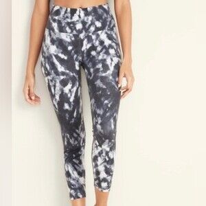 Old Navy active gray and white tie dye leggings size small NWOT